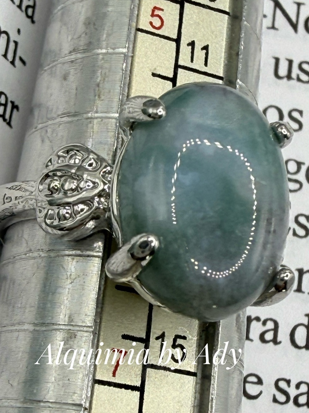 BOHO + Moss agate silver gem ring